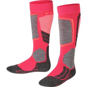 FALKE SK2 Skisokken anti blaren, medium padding merinowol sportsokken kinderen rood - Maat 27-30