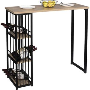 Bartafel Countertafel in Spaanplaten en staal 120x40x105cm,Bistrotafel Lichteiken met 3 planken