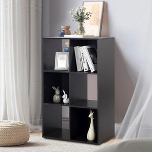 Bastix - Boekenkast met 3 niveaus, 2 x 3 houten boekenkast, staand rek met 3 vakken, open opbergrek, kubusrek voor kleding, speelgoed, kantoorrek voor woonkamer