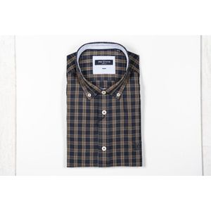 Pre End heren overhemd - heren blouse - lange mouw - 100507 - Rome - bruine ruit - maat XXL