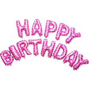Roze folieballonnen in de vorm van letters 'HAPPY BIRTHDAY' (13 stuks) - Ballonnen verjaardag decoratie meisje