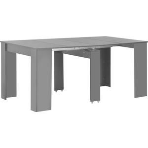 vidaXL - Eettafel - verlengbaar - 175x90x75 - cm - hoogglans - grijs