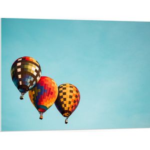 WallClassics - PVC Schuimplaat - Gekleurde Luchtballonnen in de Lucht - 100x75 cm Foto op PVC Schuimplaat (Met Ophangsysteem)