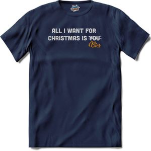 All i want for christmas is bier! - T-Shirt - Heren - Navy Blue - Maat 4XL