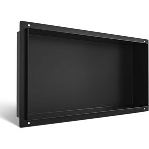 JGS® - Premium Wandnis Douche Zwart Roestvrij Staal, Stijlvolle Badkamer Opslagplank 60 x 30 cm-