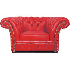 Chesterfield Fauteuil Winfield Basic Leer | Rood | 2 tot 4 weken levertijd