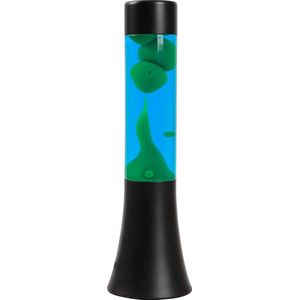 i-Total Lavalamp - Lava Lamp - Sfeerlamp - 30x9 cm - Glas/Aluminium - 25W - Blauw met groene Lava - Zwart - XL2459