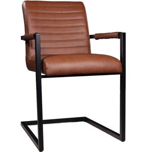 Eetkamerstoel met armleuning cognac Noor industrieel design eetstoel