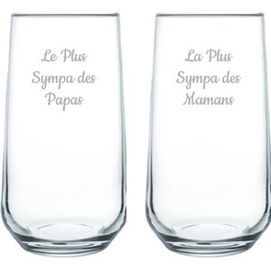 Drinkglas gegraveerd - 47cl - Le Plus Sympa des Papas & La Plus Sympa des Mamans