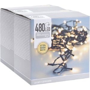 Christmas Decoration kerstverlichting lichtsnoeren warm wit 480 leds-2x -3600 cm