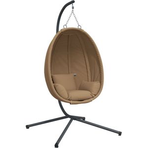 vidaXL Hangstoel met standaard taupe Hangstoel - Hangstoelen - Schommelstoel - Stoelschommel