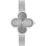 OOZOO Timepieces - Zilverkleurige horloge met metalen mesh armband metalen mesh armband - C11526