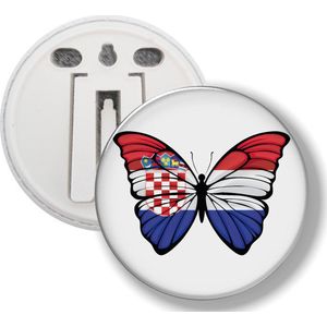 Button Met Clip - Vlinder Vlag Kroatië