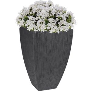 Pro Garden plantenpot/bloempot Pompei - Tuin - kunststof - antraciet grijs - D40 x H60 cm