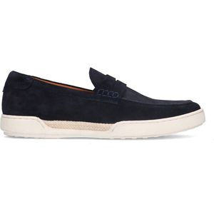 Manfield - Heren - Blauwe suède loafers - Maat 40