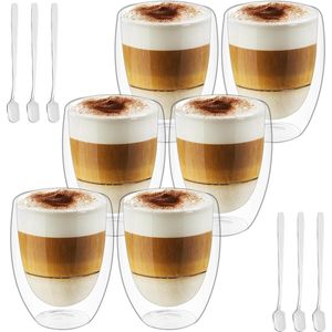 Dubbelwandige Latte Macchiato glazen 350 ml - set van 6 Cappuchino glazen