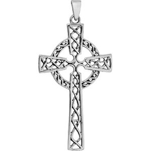 Keltisch kruis met fraaie motieven, echt zilver