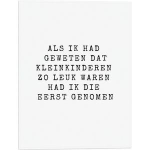 WallClassics - Vlag - Tekst: ''Als ik had geweten dat kleinkinderen zo leuk waren had ik die eerst genome'' Lila Paars - 30x40 cm Foto op Polyester Vlag