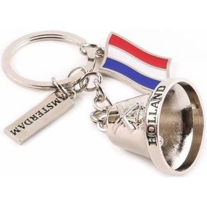 Sleutelhanger Belletje Vlag Shiny Zilver Holland - Souvenir