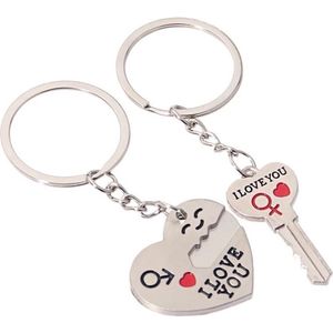 Koppel I Love You Sleutelhanger | Valentijn | RVS | Liefdes Cadeau | Romantisch | Cadeau voor je vrouw of vriendin | magneten | liefdes armband | hartje | hartjes sleutelhanger