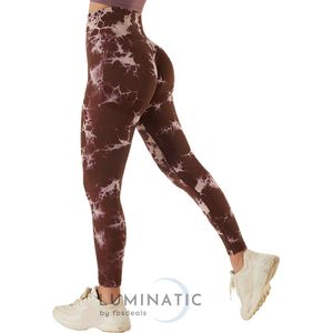 Yoga Legging - Fitness Legging - Sportlegging Dames - Tie Dye - High Waist Legging - Yoga Kleding Dames - Yoga Broek Dames - Sportkleding Dames - Sportbroek Dames - Legging & Shapewear Dames | Luminatic® | Bruin | S