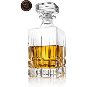 Handgemaakte Whiskey Karaf Verona in een Luxe Geschenkdoos by GDLF® | Handgemaakt in Italie | Hand geslepen & Mond Geblazen | Hoge Kwaliteit Kristal | Whiskey Set | Incl. Whisky Karaf & Hand Made Certificaat | Kado Man | Cadeau Voor Man & Vrouw