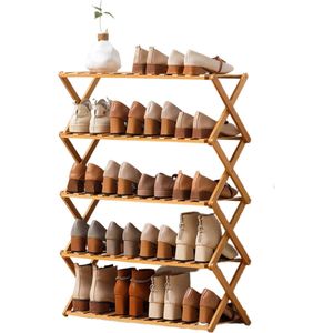 Bamboe schoenenrek XL - Voor 20 paar Schoenen - 5 Verdiepingen - Schoenenkast - Houten Rek