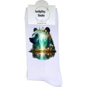 Beer - Opkikker - Grappige sokken - Valentijns cadeau - Verjaardag cadeau - Sinterklaas cadeau - Leuke sokken - Vrolijke sokken - Kerstfeest - Landschap - Kerst Sokken - Vaderdag - Moederdag - Kerstcadeau - Socks die Happy maken - Maat 37-44