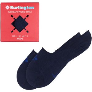 Burlington Everyday Box 2-Pack onzichtbar eenkleurig katoen footies heren blauw - maat 45-46
