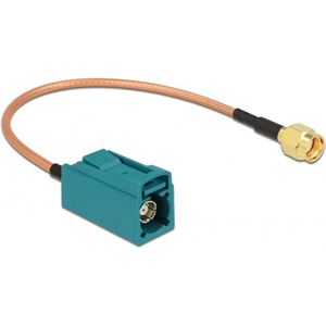 Fakra Z (v) - RP-SMA (m) adapter kabel - RG316 - 50 Ohm / transparant - 0,20 meter