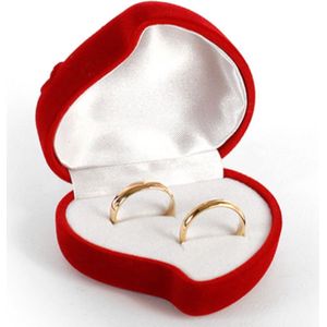 Ringdoosje twee ringen hartje - bruiloft - huwelijk - aanzoek - huwelijksaanzoek - verloving - sieradendoos - liefde - Valentijnsdag - ring