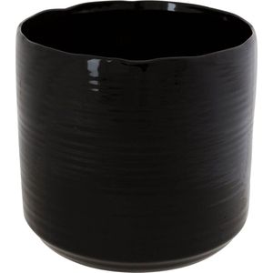 Cosy & Trendy Bloempot - keramiek - zwart - D16 x H15 cm - plantenpot
