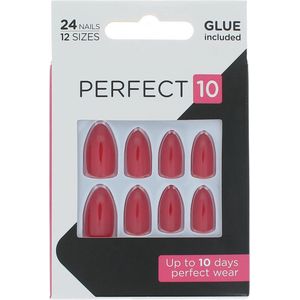 Elegant Touch Perfect 10 Pre-Glued Nails - Scarlet