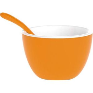 Zak!Designs Twotone Kom - Incl. Lepeltje - Melamine - Ø 7,5 cm - Coral/Wit