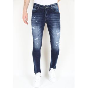 Slim Fit Jeans met Verfspatten Heren -MM115- Blauw