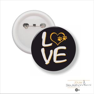 Button Met Speld 58 MM - Love Honden