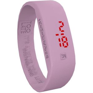 TOO LATE - siliconen horloge - ORIGINAL LED WATCH - Pastel pink - polsmaat S