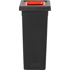 Plafor Fit Bin, Prullenbak voor afvalscheiding - 53L – Zwart/Rood- met 5 gratis stickers – recycle – afvalbak - vuilnisbak – afvalemmer – afvalscheiding – vuilnisemmer – sorteerafvalemmer – recycling – hygiënisch - kantoor - keuken