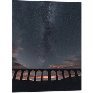 WallClassics - Vlag - Ribblehead Viaduct onder de Sterren - 60x80 cm Foto op Polyester Vlag