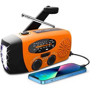 noodgevallen, zwengelradio, externe batterij met USB-oplaadaansluiting, SOS en LED-zaklamp voor wandelen, Draagbare radio