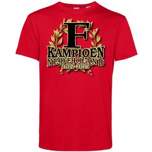T-shirt Kampioen Nederland 2022-2023 | Feyenoord Supporter | Shirt Kampioen | Kampioensshirt | Rood | maat XL