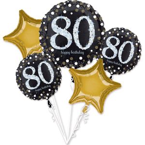 Amscan - Boeket Sparkling Birthday 80 5 Folie Ballonnen