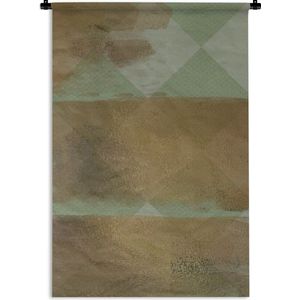 Wandkleed Luxe patroon - Luxe patroon met vierkanten en gouden verfstrepen Wandkleed katoen 90x135 cm - Wandtapijt met foto