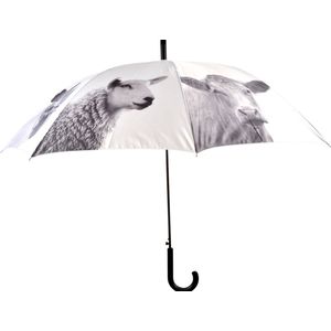 Paraplu boerderijdieren met schaap,  koe, kip en  varken in zwart-wit