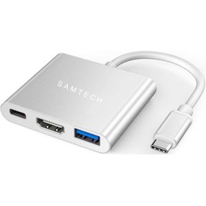 Usb C Naar HDMI Adapter 3 in 1 | USB-C HUB 4K | Type-c to HDMI converter |Thunderbolt 3 | Compatible oa Apple Macbook | Chromebook | Macbook air | Surface | XPS | Dell | Lenovo | Samsung | HP |Silver | SAMTECH