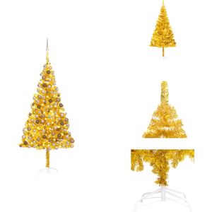 vidaXL Kunstkerstboom Goud - 210 cm - LED Verlichting - USB-aansluiting - Decoratieve kerstboom