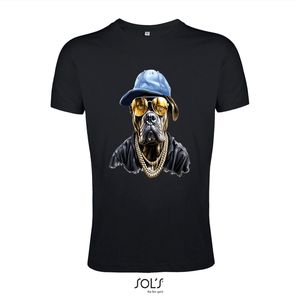T-Shirt 158an18 Hond gouden kettingen - S