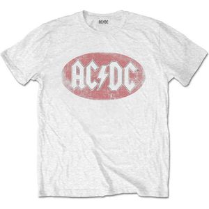 AC/DC - Oval Logo Vintage Heren T-shirt - S - Wit