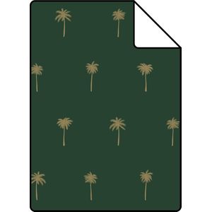 Proefstaal ESTAhome behang palmbomen emerald groen en goud - 26,5 x 21 cm - 139160-S
