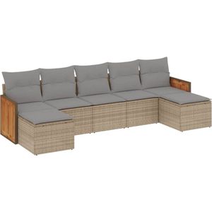 vidaXL Loungeset - 7-delig - Poly Rattan - Beige Loungeset - Tuinset - Buitendecoratie - Lounge Set - Outdoor Furniture